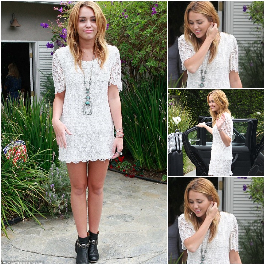Miley Cyrus’ Style Shift: From Bold to Barely There, White Lace Dress ...