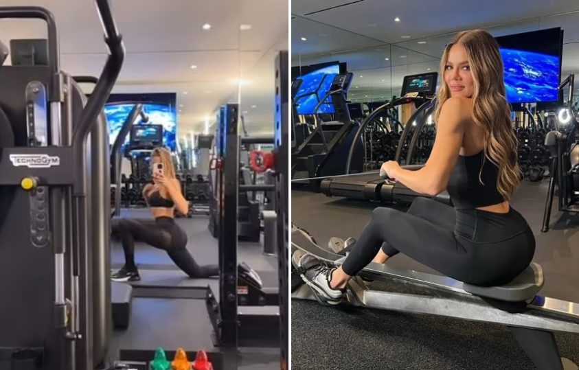 Khloe Kardashian shows off her toned figure in low-cut sports bra and ...