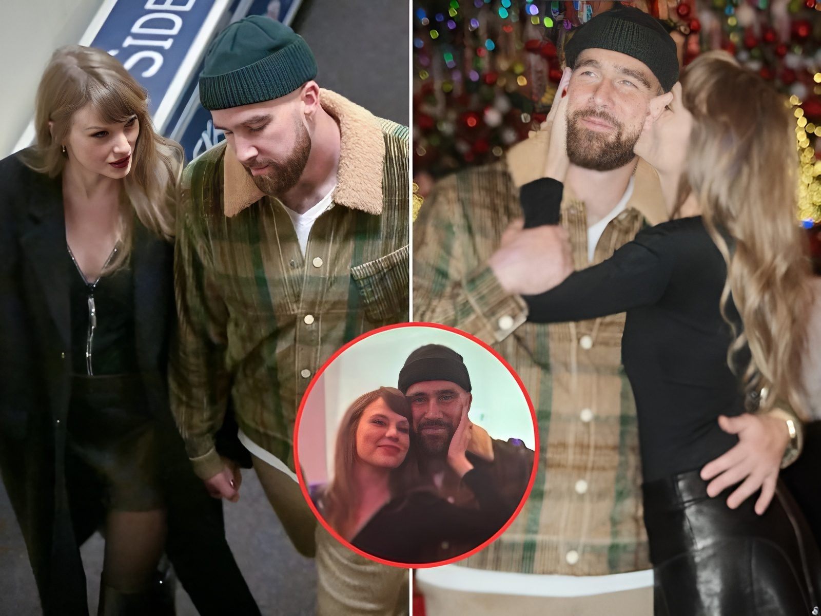 In a cute post-game photo, Taylor Swift kisses Travis Kelce while he ...