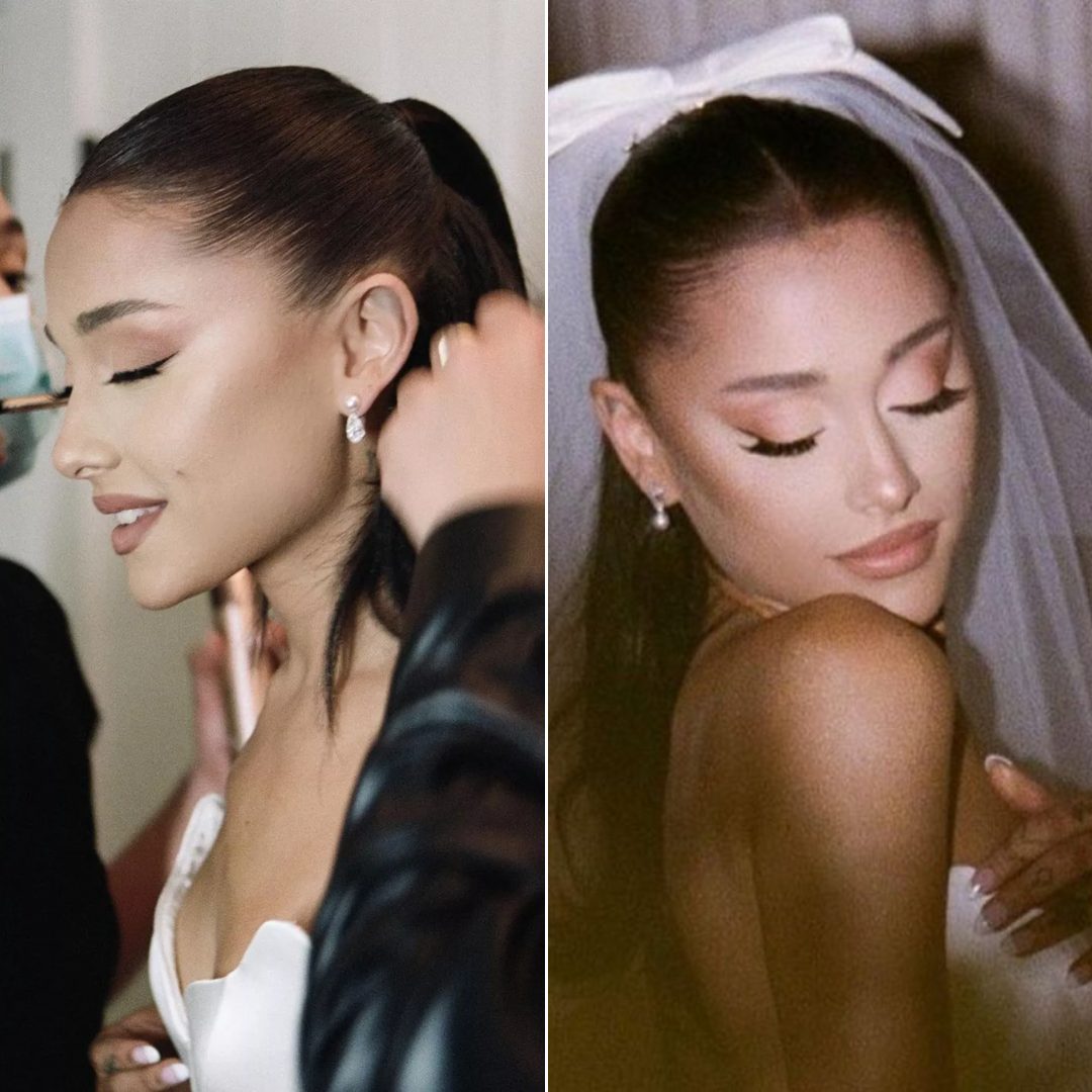 Ariana Grande's custom Vera Wang wedding gown and sentimental pearl and ...