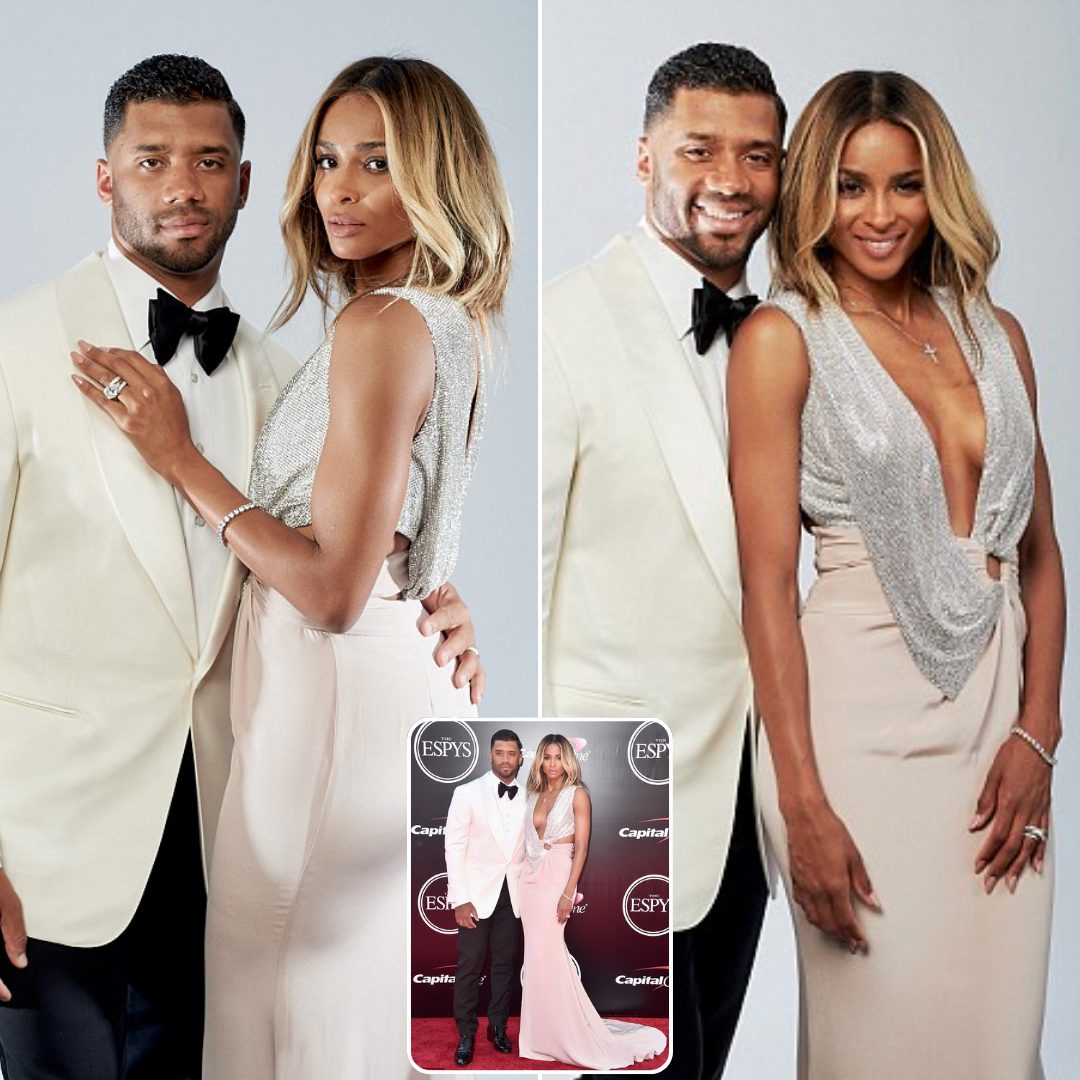 Ciara stuns in a lowcut dress as she shares a romantic dinner with her